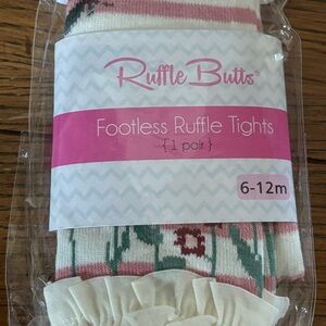 Ruffle Butts‎ Pink and White Footless Ruffle Tights
